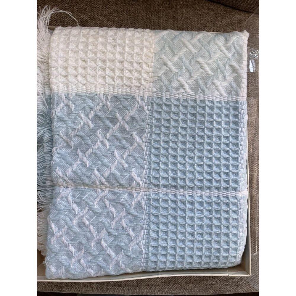 Brand New Vintage Royal Heir Baby Boy Blanket Acrylic Woven Fringe